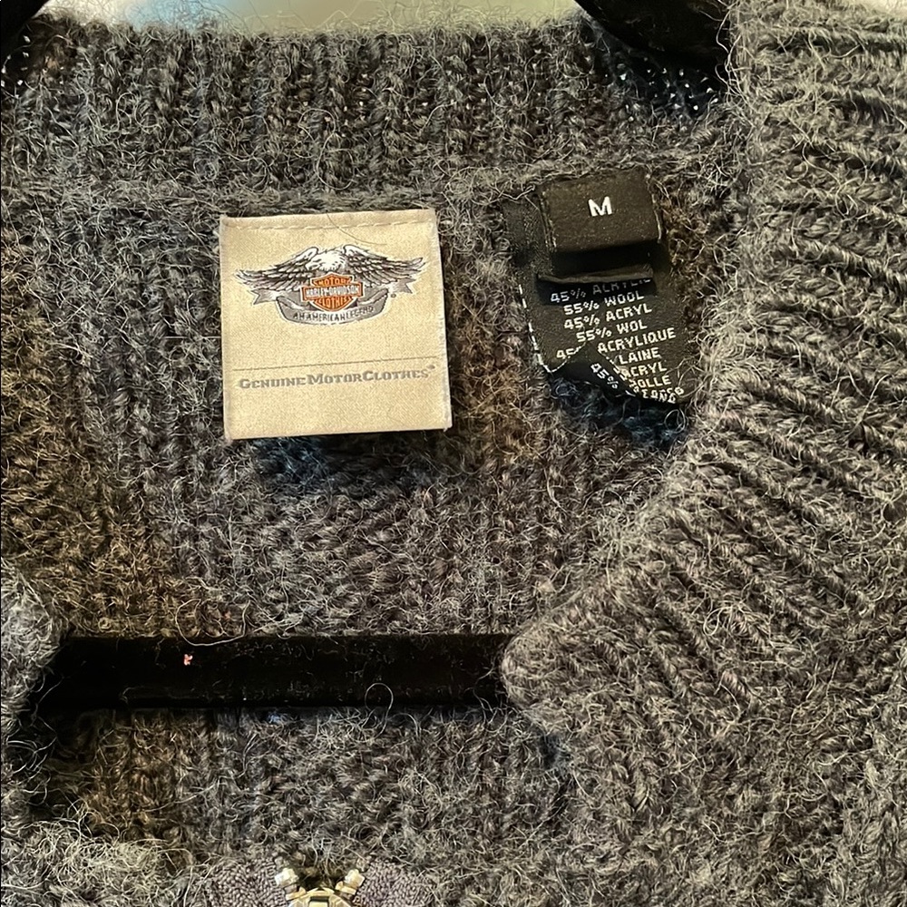 Harley Davidson Gray Cable Knit Sweater-M - Picture 2 of 8